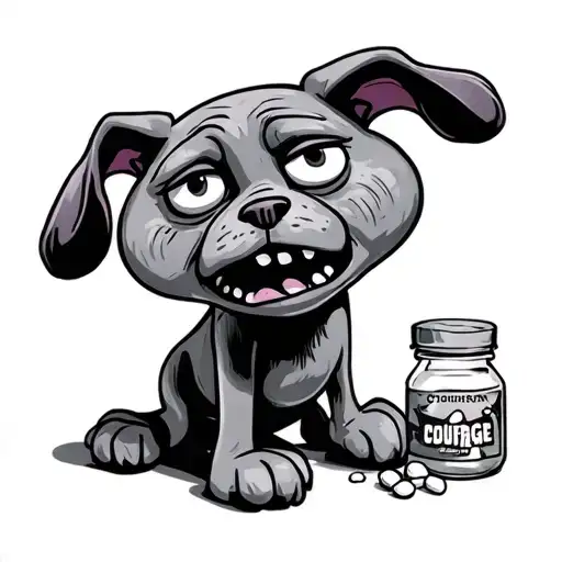 courage the cowardly dog with drugs tattoo design idea