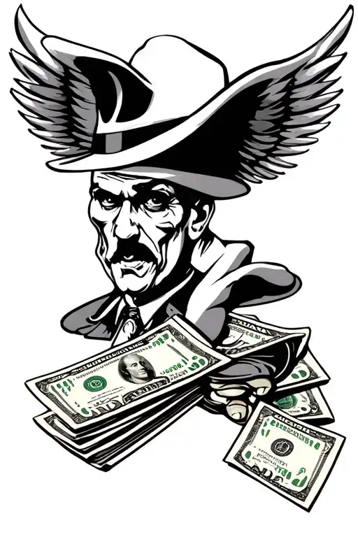 gangster sleave money tattoo design idea