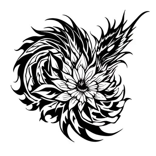 flower dragon tribal tattoo tattoo design idea