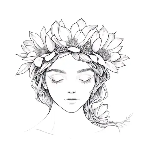 a dainty tiara crown made of magnolia flowers intertwined tattoo design idea