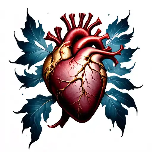 realistic heart, with the kintsugi technique tattoo design idea