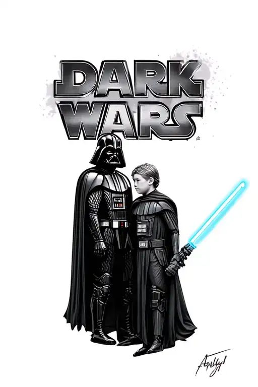 darth vader vs anakin tattoo design idea