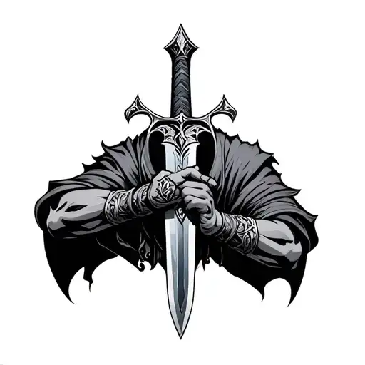 elder scrolls with a sword tattoo design idea