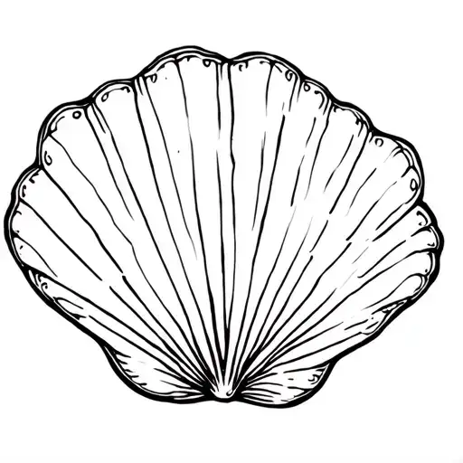 an intricate line tattoo of a scallop shell, with subtle connotations of love, happiness and family. tattoo design idea
