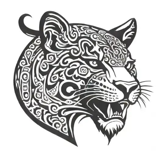 Mayan jaguar with mayan symbols tattoo design idea