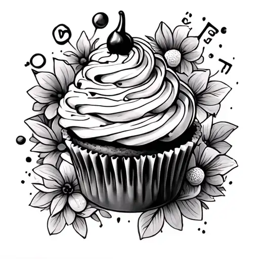 crossword and cupcake riding tattoo design idea
