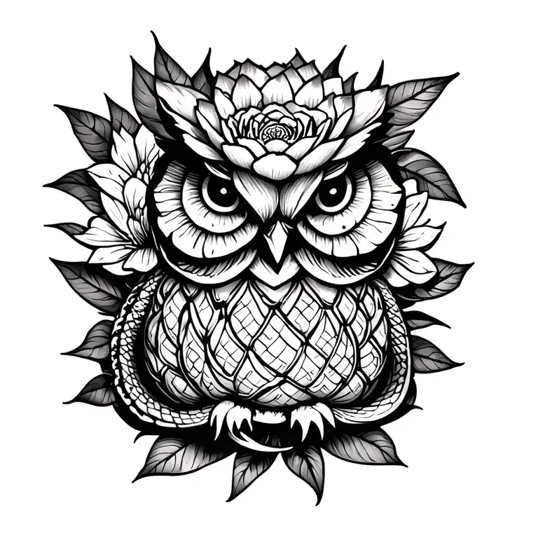 snake rose owl pineapple mandala lotus flower tattoo design idea