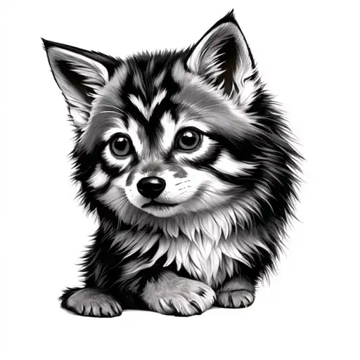 guinness  kitten  jigsaw  wolf tattoo design idea