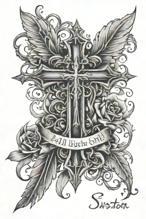 "all lights turned off can be turned on"lyrics tattoo with a cross tattoo design idea