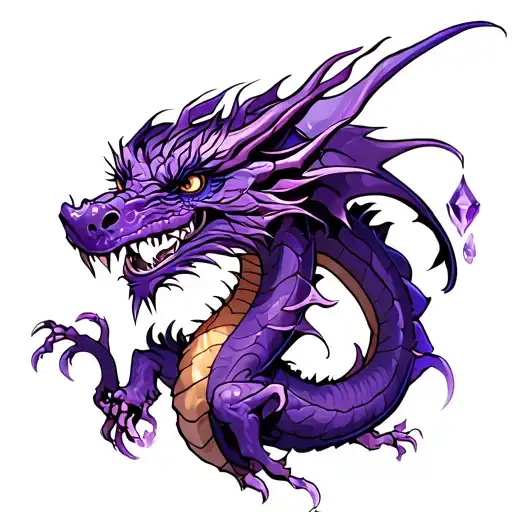 purple dragon with amethyst  tattoo design idea