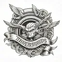 "Thunderbirds are go" written in ribbon wrapped round tattoo design idea