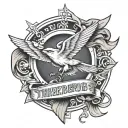 "Thunderbirds are go" written in ribbon wrapped round tattoo design idea