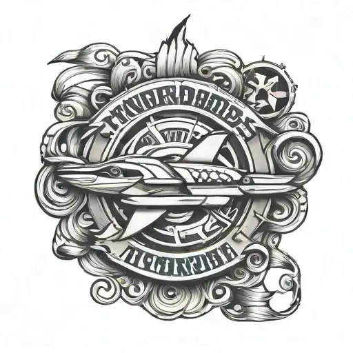 "Thunderbirds are go" written in ribbon wrapped round tattoo design idea