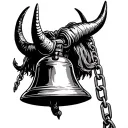 ac/dc with horns and bell with chain forming the shape tattoo design idea