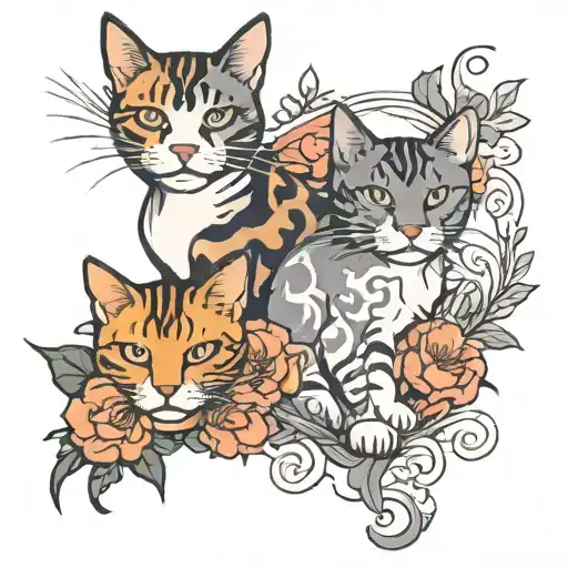 October 2 cats tattoo design idea