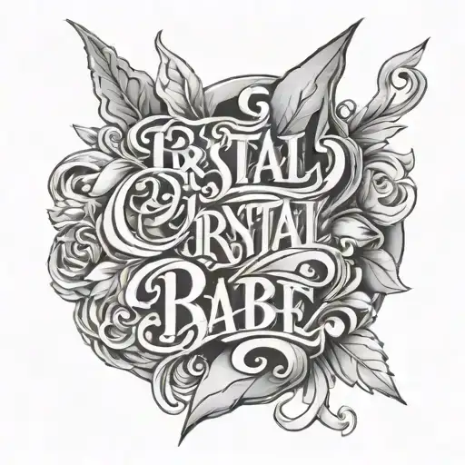 Crystal Babe Purgatory lettering tattoo design idea