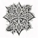 half of a fleur-de-lis with the other half the Jerusalem cross tattoo design idea
