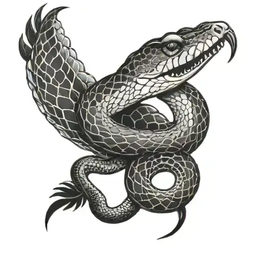 snake eating a bird tattoo design idea