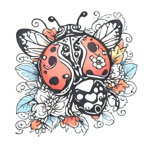 lady bug with hearts  tattoo design idea