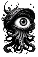 swirly tentacles eyeball tattoo design idea