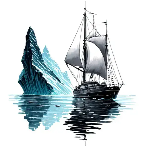 iceberg and sailboat tattoo design idea