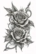 Blue rose, chains and thorns around it tattoo design idea