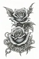 Blue rose, chains and thorns around it tattoo design idea