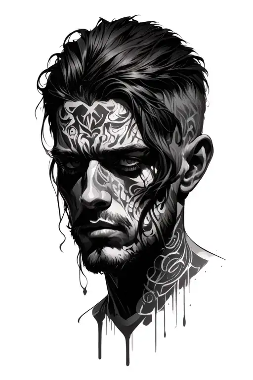 Can you create a masculine,meaningful tattoo which symbolizes ones character being paradoxical, self sabotaging tattoo design idea