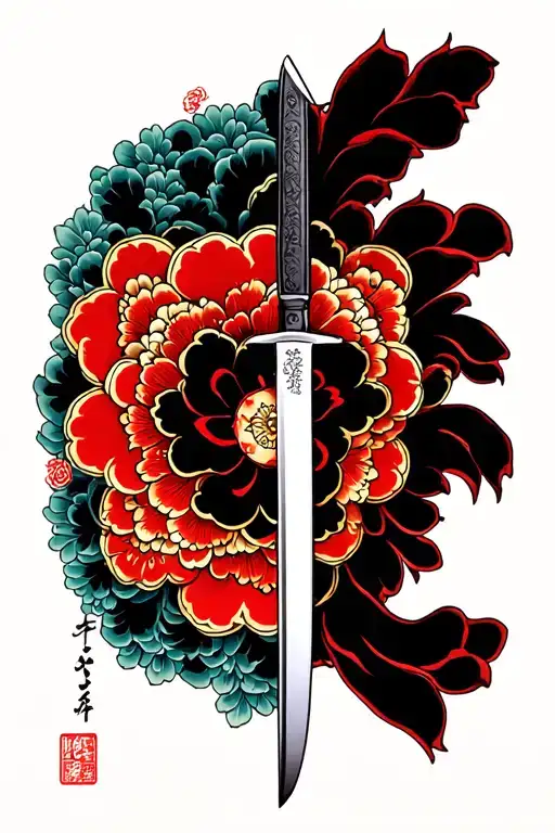 Japanese knife chat tattoo design idea