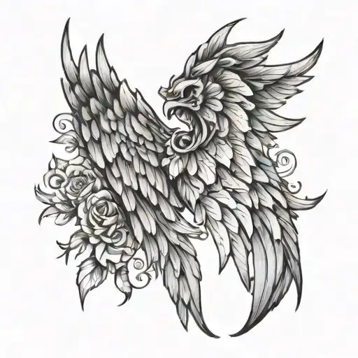 half angel half devil wings tattoo design idea