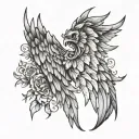 half angel half devil wings tattoo design idea