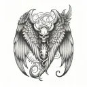 half angel half devil wings tattoo design idea