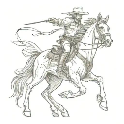 cowboy riding a horse tattoo design idea