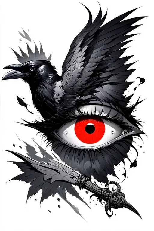 i want zoro with magekyor Sharingan eye with crow tattoo design idea