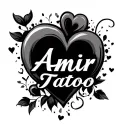 the name Amir with hearts  tattoo design idea