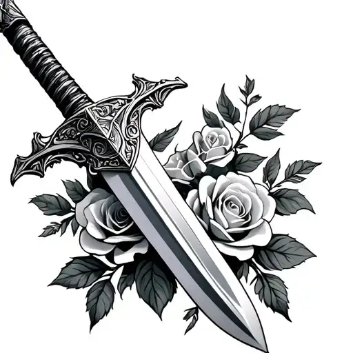 Sword With Roses Simiple 3225+ Sword With Roses Tattoo Ideas in 2025 - BlackInk AI