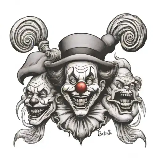 laugh now cry later clown tattoo design idea