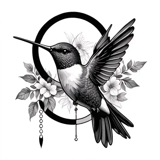 hummingbird and infinity sign tattoo design idea