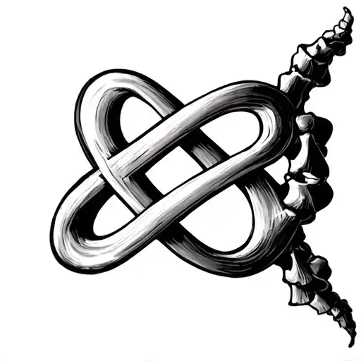 skeletal lower spine with infinity sign tattoo design idea