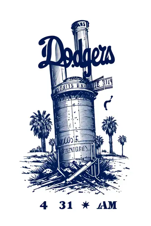 "4:31 AM " 1994 Los Angeles Earthquake LA Dodgers Insignia tattoo design idea