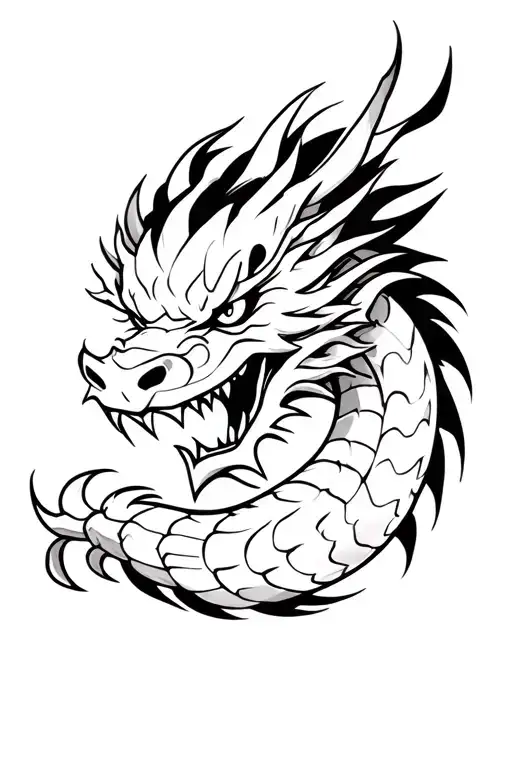 Japanese Dragon, Demon Oni, Samurai, tattoo design idea