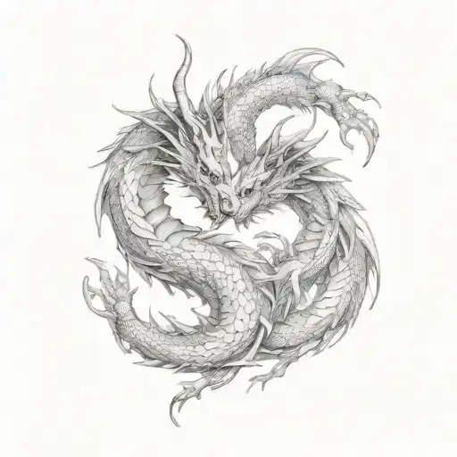 twins dragon tattoo design idea