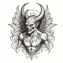 white devil with wings wrapped tattoo design idea