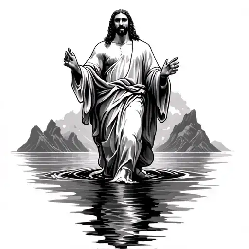 Jesus walking on water tattoo design idea