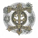 Old Egyptian ankh as tree of life along with scarrabs and eye of horus as one emaculate design tattoo design idea