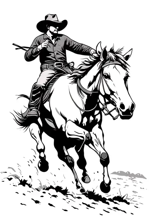 cowboy riding a bronco bucking tattoo design idea