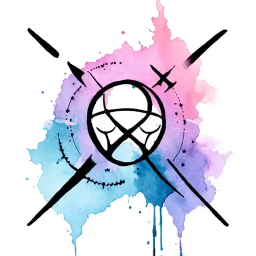 Symbols that represent rebelion, solitude and agression, thicc Black lines tattoo design idea