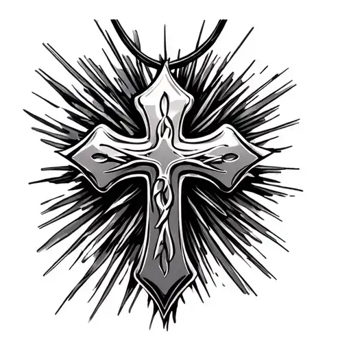 cross necklace and pslam 52:4 tattoo design idea
