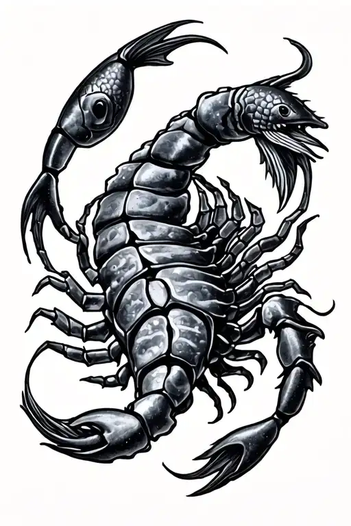 Scorpio, pisces and sagittarius symbol intertwined tattoo design idea