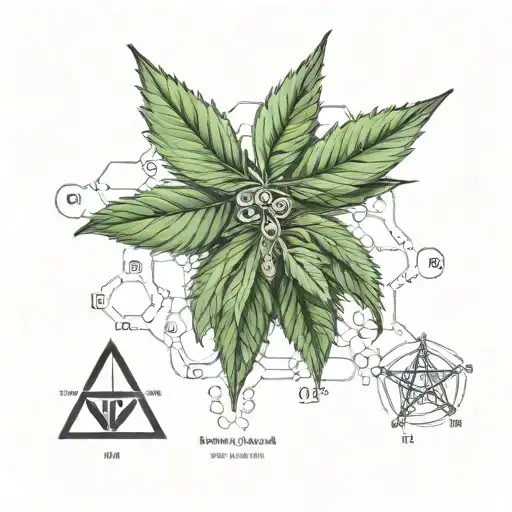 Hemp with chemical formula sheets tattoo design idea